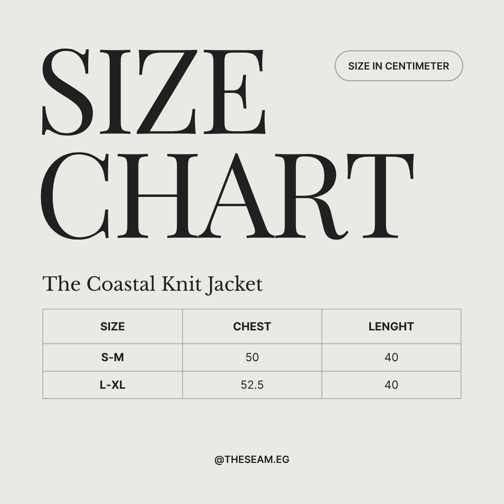 Size chart for clothing measurements in inches on a light gray background
